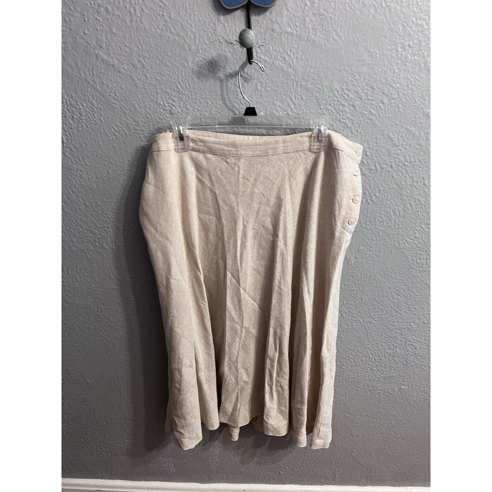 CJ Banks Womens Size 18W Linen Blend‎ Beige Flare Skirt